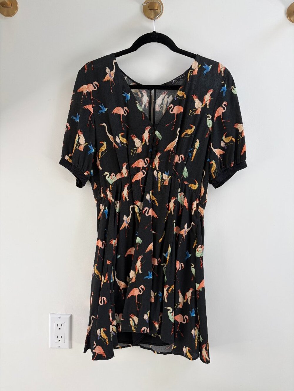 ZARA Mini Dress Flamingo Pattern Size Medium
